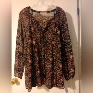 Daniel Rainn 2X Brown Top‎ Gauzy BOHO